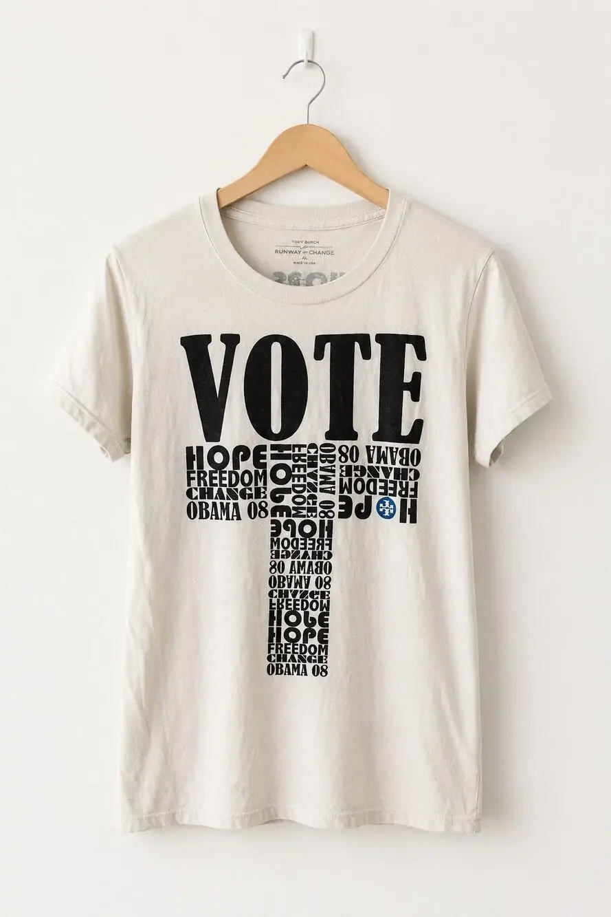 Tory Burch Runway for Change Obama 2008 “VOTE” Graphic Tee – Rare Collectible